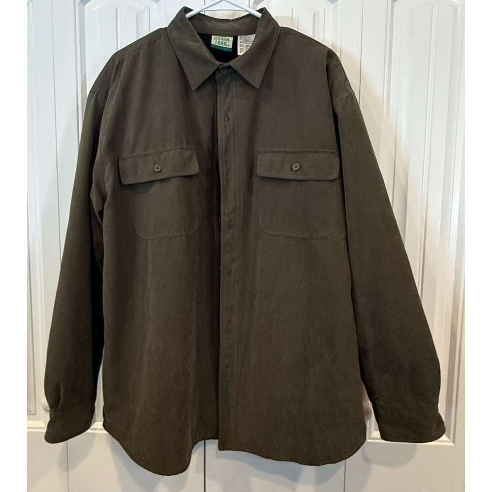 Ozark Trail Men's Large Brown Field Jacket Shirt Jacket Outdoor Utility 100% Pol